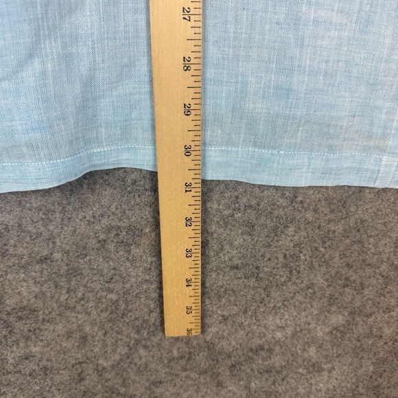 San Cristobal Shirt Mens Large Guayabera Mexican Wedding Button Up 4 Pocket Blue - Picture 7 of 9